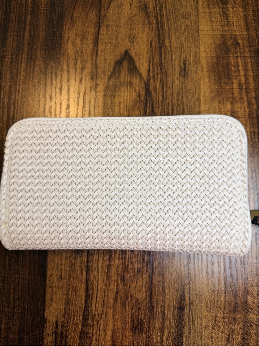 Victoria's Secret Cream Woven Zip-Around Wallet with Gold Accent - Picture 3 of 5